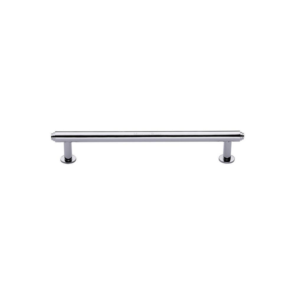 High quality image of Heritage Brass - Cabinet Pull Step Design with 16mm Rose 96mm CTC Polished Chrome Fi | Sku. v4411-96-pc | Trade Door Handles, Kendal.