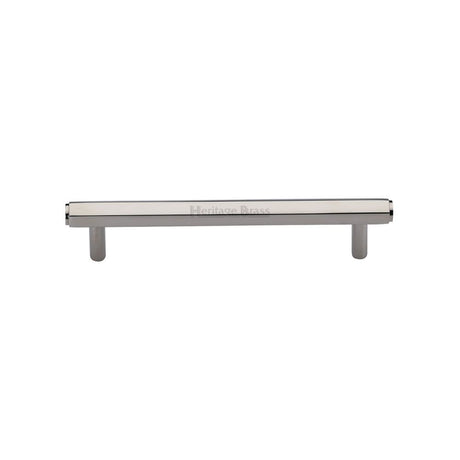 High quality image of Heritage Brass - Cabinet Pull Hexagon Design 128mm CTC Polished Nickel Finish | Sku. v4422-128-pnf | Trade Door Handles, Kendal.