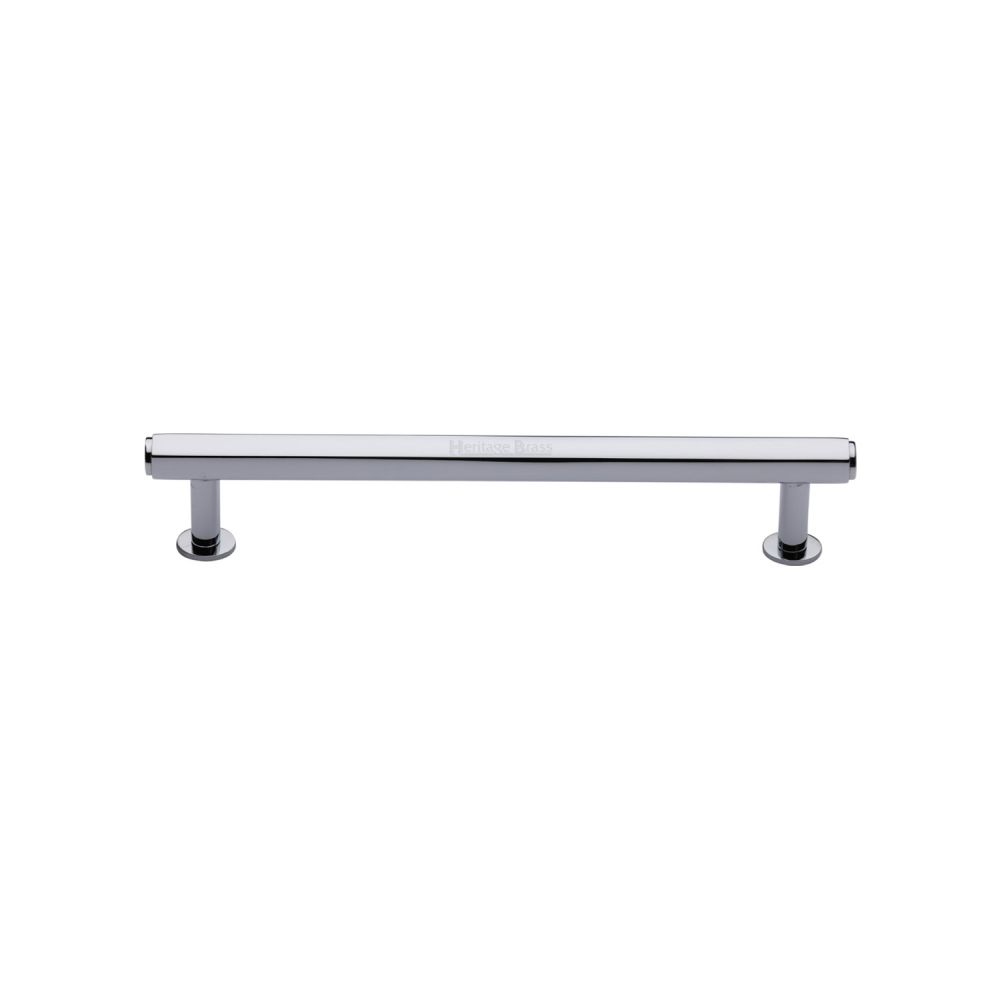 High quality image of Heritage Brass - Cabinet Pull Hexagon Design with Rose 128mm CTC Polished Chrome Fin | Sku. v4423-128-pc | Trade Door Handles, Kendal.