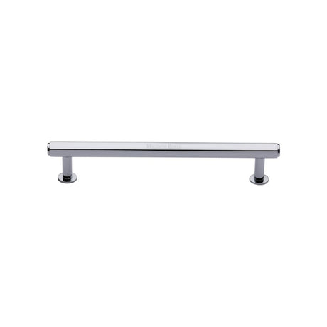 High quality image of Heritage Brass - Cabinet Pull Hexagon Design with Rose 128mm CTC Polished Chrome Fin | Sku. v4423-128-pc | Trade Door Handles, Kendal.