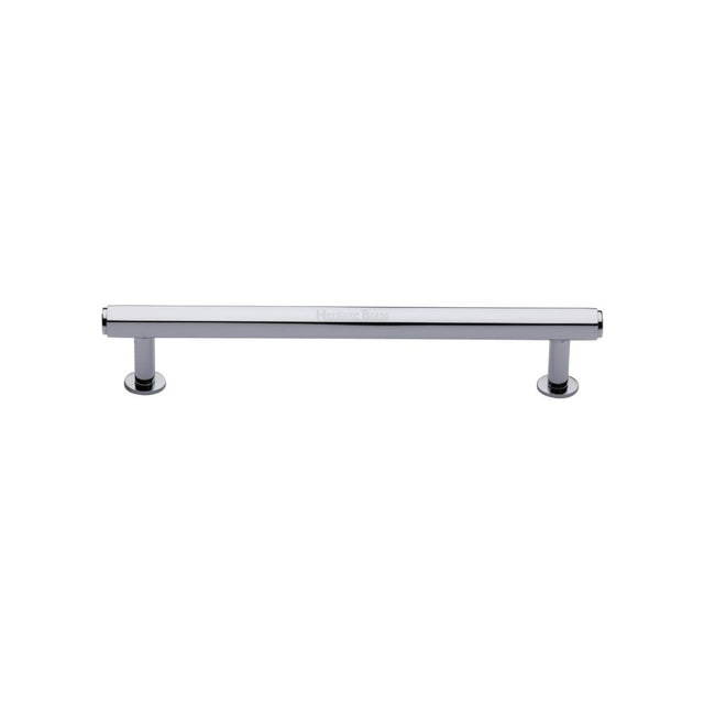 High quality image of Heritage Brass - Cabinet Pull Hexagon Design with Rose 128mm CTC Polished Chrome Fin | Sku. v4423-128-pc | Trade Door Handles, Kendal.