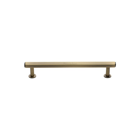 High quality image of Heritage Brass - Cabinet Pull Hexagon Design with Rose 96mm CTC Antique Brass Finis | Sku. v4423-96-at | Trade Door Handles, Kendal.