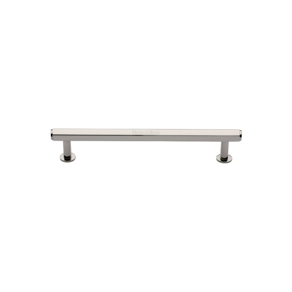 High quality image of Heritage Brass - Cabinet Pull Hexagon Design with Rose 96mm CTC Polished Nickel Fini | Sku. v4423-96-pnf | Trade Door Handles, Kendal.