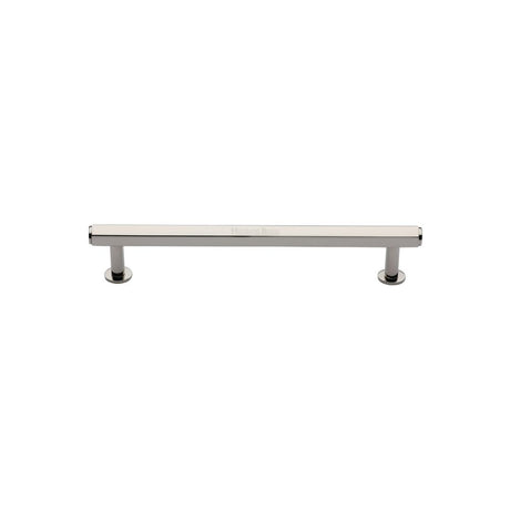 High quality image of Heritage Brass - Cabinet Pull Hexagon Design with Rose 96mm CTC Polished Nickel Fini | Sku. v4423-96-pnf | Trade Door Handles, Kendal.