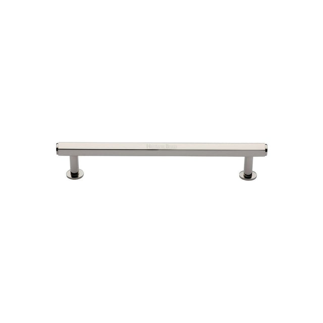 High quality image of Heritage Brass - Cabinet Pull Hexagon Design with Rose 96mm CTC Polished Nickel Fini | Sku. v4423-96-pnf | Trade Door Handles, Kendal.