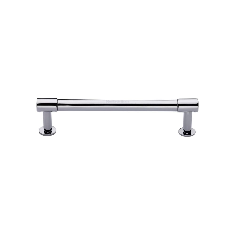 High quality image of Heritage Brass - Cabinet Pull Phoenix Design with 16mm Rose 128mm CTC Polished Chrom | Sku. v4435-128-pc | Trade Door Handles, Kendal.