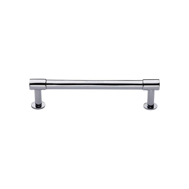 High quality image of Heritage Brass - Cabinet Pull Phoenix Design with 16mm Rose 128mm CTC Polished Chrom | Sku. v4435-128-pc | Trade Door Handles, Kendal.