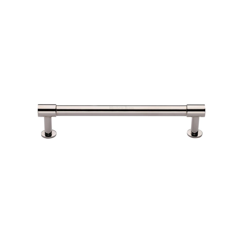 High quality image of Heritage Brass - Cabinet Pull Phoenix Design with 16mm Rose 128mm CTC Polished Nicke | Sku. v4435-128-pnf | Trade Door Handles, Kendal.