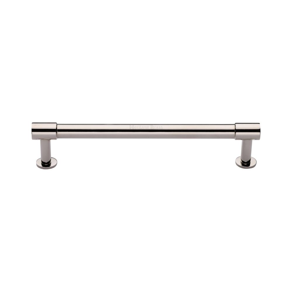 High quality image of Heritage Brass - Cabinet Pull Phoenix Design with 16mm Rose 160mm CTC Polished Nicke | Sku. v4435-160-pnf | Trade Door Handles, Kendal.