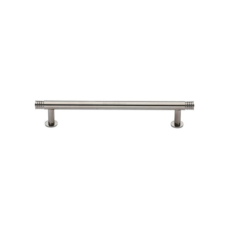 High quality image of Heritage Brass - Cabinet Pull Contour Design with 16mm Rose 128mm CTC Polished Nicke | Sku. v4447-128-pnf | Trade Door Handles, Kendal.