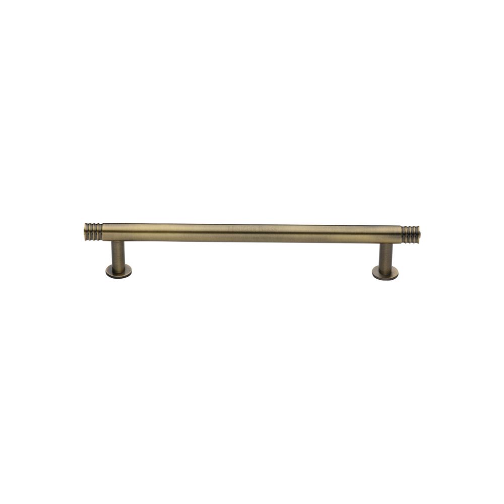 High quality image of Heritage Brass - Cabinet Pull Contour Design with 16mm Rose 96mm CTC Antique Brass | Sku. v4447-96-at | Trade Door Handles, Kendal.