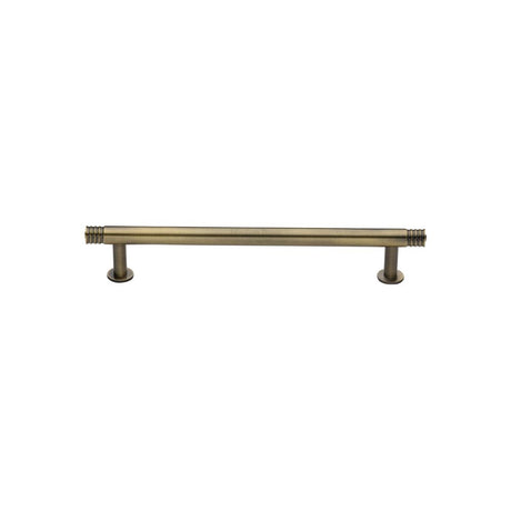 High quality image of Heritage Brass - Cabinet Pull Contour Design with 16mm Rose 96mm CTC Antique Brass | Sku. v4447-96-at | Trade Door Handles, Kendal.