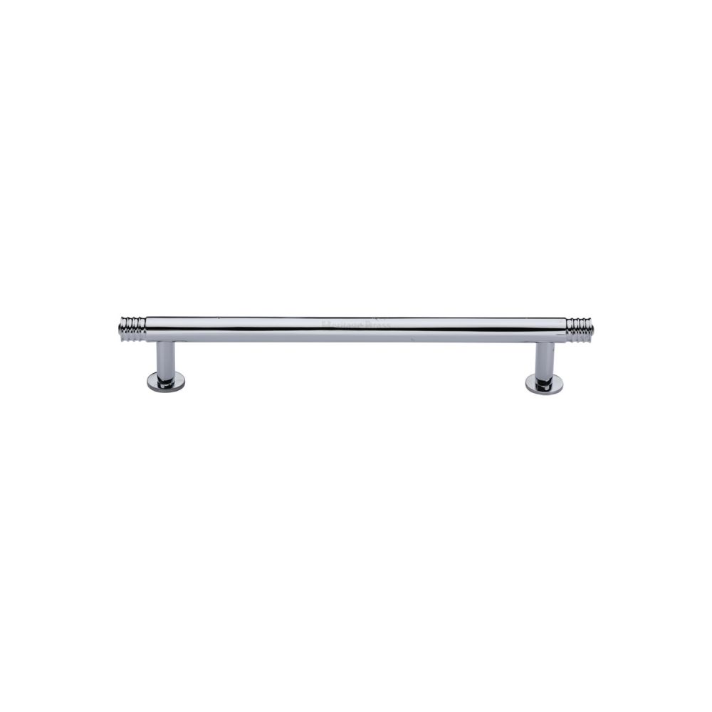 High quality image of Heritage Brass - Cabinet Pull Contour Design with 16mm Rose 96mm CTC Polished Chrome | Sku. v4447-96-pc | Trade Door Handles, Kendal.