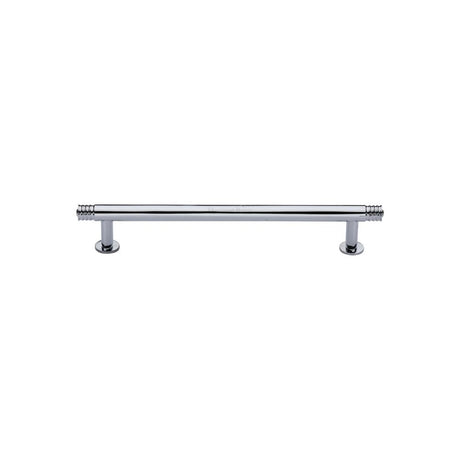 High quality image of Heritage Brass - Cabinet Pull Contour Design with 16mm Rose 96mm CTC Polished Chrome | Sku. v4447-96-pc | Trade Door Handles, Kendal.