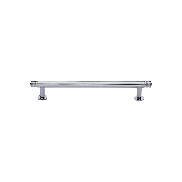 High quality image of Heritage Brass - Cabinet Pull Contour Design with 16mm Rose 96mm CTC Polished Chrome | Sku. v4447-96-pc | Trade Door Handles, Kendal.