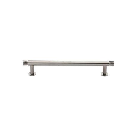 High quality image of Heritage Brass - Cabinet Pull Contour Design with 16mm Rose 96mm CTC Polished Nickel | Sku. v4447-96-pnf | Trade Door Handles, Kendal.