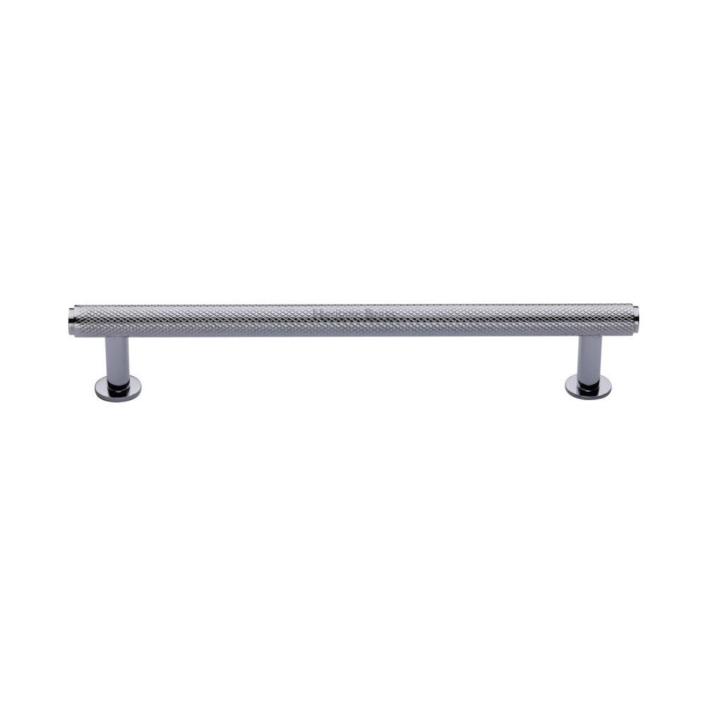 High quality image of Heritage Brass - Cabinet Pull Knurled Design with Rose 160mm CTC Polished Chrome Fin | Sku. v4459-160-pc | Trade Door Handles, Kendal.