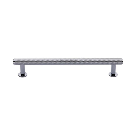 High quality image of Heritage Brass - Cabinet Pull Knurled Design with Rose 160mm CTC Polished Chrome Fin | Sku. v4459-160-pc | Trade Door Handles, Kendal.