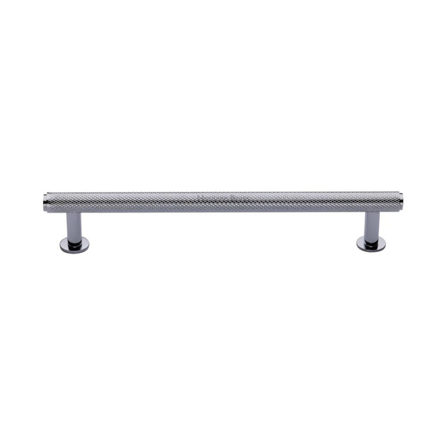 High quality image of Heritage Brass - Cabinet Pull Knurled Design with Rose 160mm CTC Polished Chrome Fin | Sku. v4459-160-pc | Trade Door Handles, Kendal.