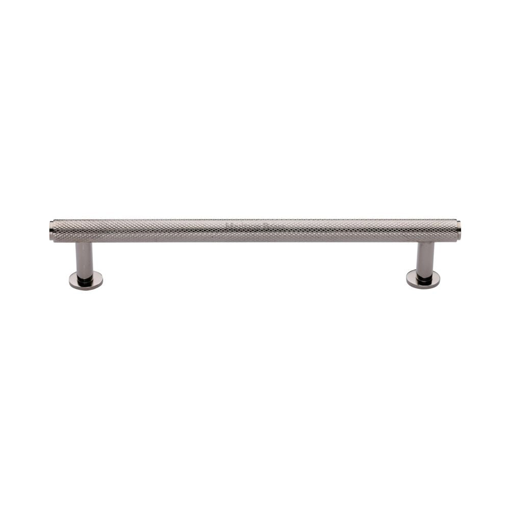 High quality image of Heritage Brass - Cabinet Pull Knurled Design with Rose 160mm CTC Polished Nickel Fin | Sku. v4459-160-pnf | Trade Door Handles, Kendal.