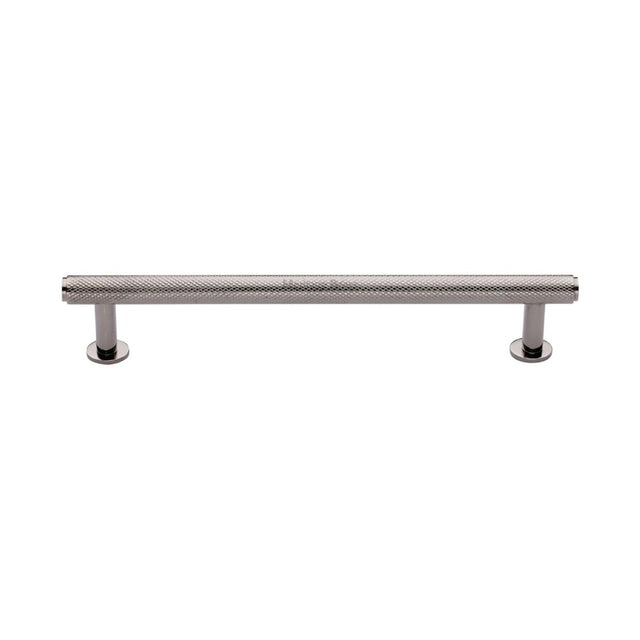 High quality image of Heritage Brass - Cabinet Pull Knurled Design with Rose 160mm CTC Polished Nickel Fin | Sku. v4459-160-pnf | Trade Door Handles, Kendal.