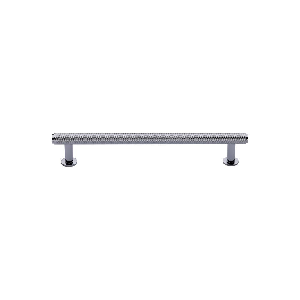 High quality image of Heritage Brass - Cabinet Pull Knurled Design with Rose 96mm CTC Polished Chrome Fini | Sku. v4459-96-pc | Trade Door Handles, Kendal.