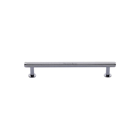 High quality image of Heritage Brass - Cabinet Pull Knurled Design with Rose 96mm CTC Polished Chrome Fini | Sku. v4459-96-pc | Trade Door Handles, Kendal.
