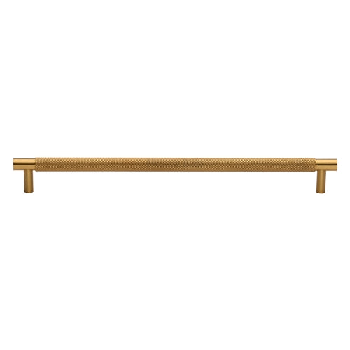 Heritage Brass Cabinet Pull Partial Knurl Design 254mm CTC Satin Brass Finish