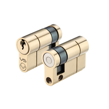 High quality image of the Vier - V5 45mm Euro Single Cylinder Cylinder Keyed to Differ - Polished Brass | Sku. v5ep45spbe | available to order from Trade Door Handles.