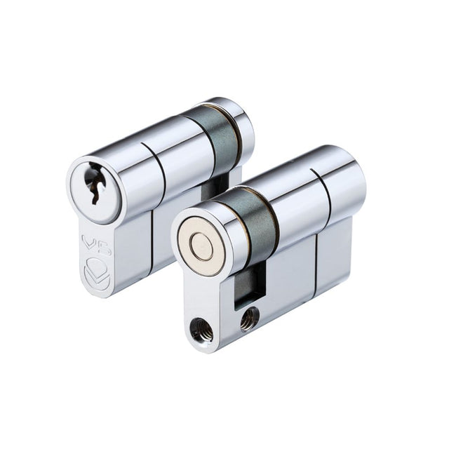 High quality image of the Vier - V5 45mm Euro Single Cylinder Cylinder Keyed to Differ - Polished Chrome | Sku. v5ep45spce | available to order from Trade Door Handles.