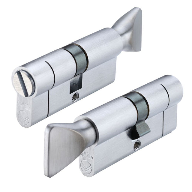 High quality image of the Vier - V5 70mm Euro Cylinder Turn with Coin Release - Satin Chrome | Sku. v5ep70cblsc | available to order from Trade Door Handles.