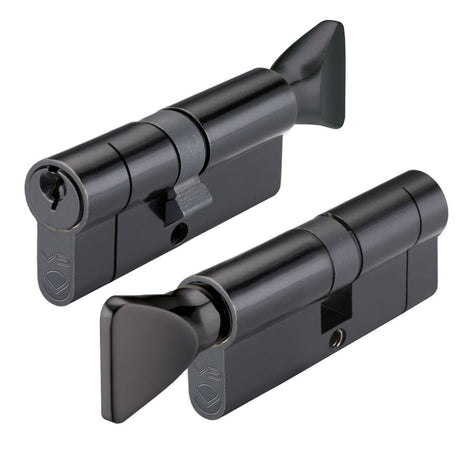 High quality image of the Vier - 70mm Euro Cylinder and Turn Keyed to Differ - Black | Sku. v5ep70ctbke | available to order from Trade Door Handles.