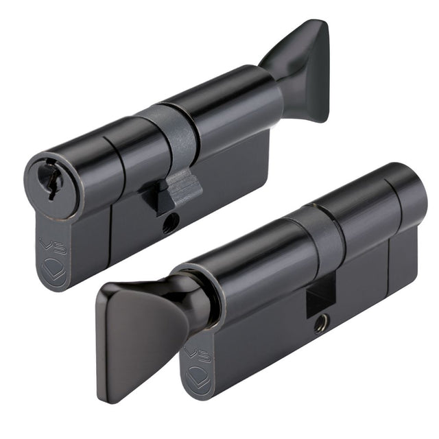 High quality image of the Vier - 70mm Euro Cylinder and Turn Keyed to Differ - Black | Sku. v5ep70ctbke | available to order from Trade Door Handles.