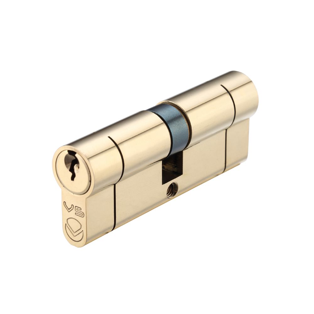 High quality image of the Vier - V5 80mm Euro Double Cylinder Cylinder Keyed to Differ - Polished Brass | Sku. v5ep80dpbe | available to order from Trade Door Handles.