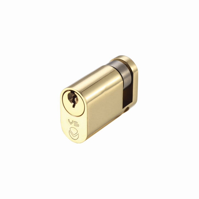 High quality image of the Vier - V5 45mm oval Single Cylinder Keyed to Differ - Polished Brass | Sku. v5op45spbe | available to order from Trade Door Handles.