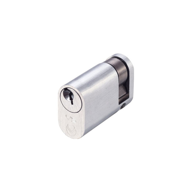 High quality image of the Vier - V5 45mm oval Single Cylinder Keyed to Differ - Satin Chrome | Sku. v5op45ssce | available to order from Trade Door Handles.