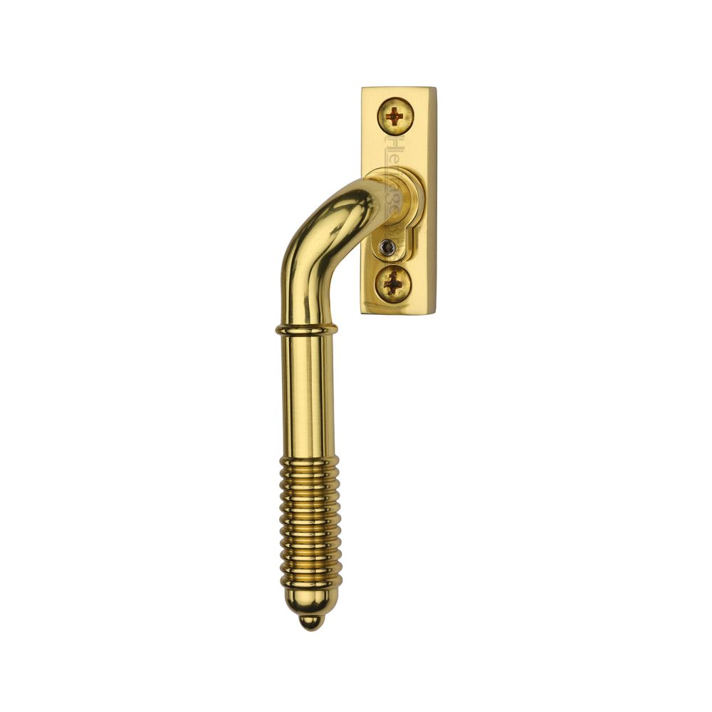 High quality image of Heritage Brass - Lockable Espagnolette Left Handed Reeded Design Polished Brass finish | Sku. v895l-lh-pb | available to order from Trade Door Handles in Kendal.