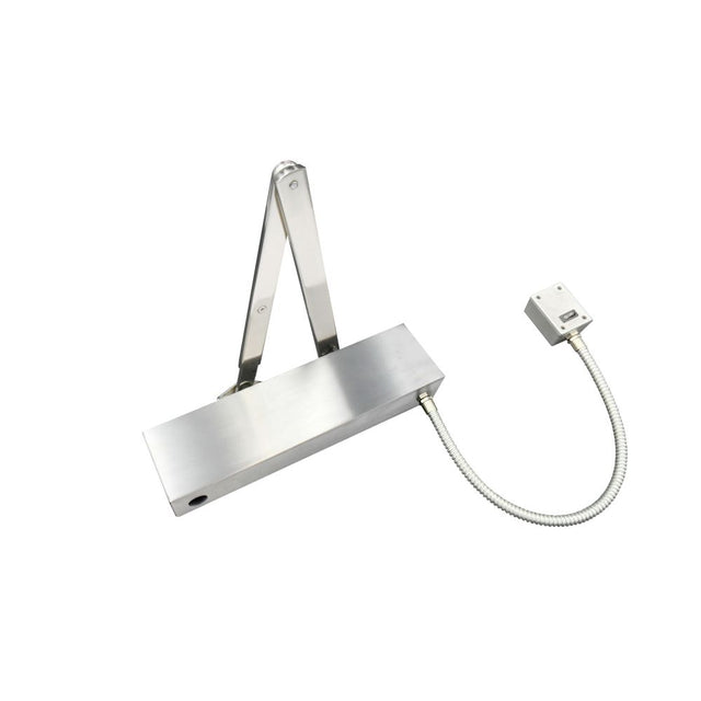 High quality image of the Vier - Electro Magnetic Overhead Door Closer, Hold Open/Swing Free, Fixed Size 4 c/w Matching Arm/Square Cover - Stain Stainless Steel | Sku. vdc-ems04-ho-sf-sq-sss | available to order from Trade Door Handles.