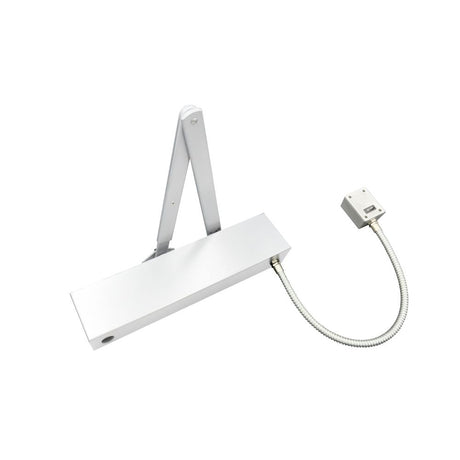 High quality image of the Vier - Electro Magnetic Overhead Door Closer, Hold Open/Swing Free, Fixed Size 5 c/w Matching Arm/Square Cover, Silver Enamel Finish | Sku. vdc-ems05-ho-sf-sq-se | available to order from Trade Door Handles.