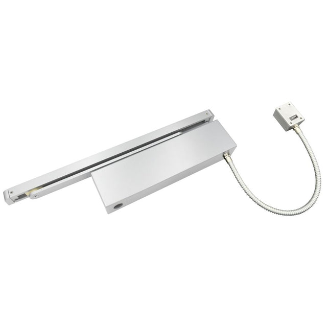 High quality image of the Vier - Electro Magnetic Overhead Door Closer, Track Arm - Silver Finish | Sku. vdc-emt03-ho-sf-sq-se | available to order from Trade Door Handles.