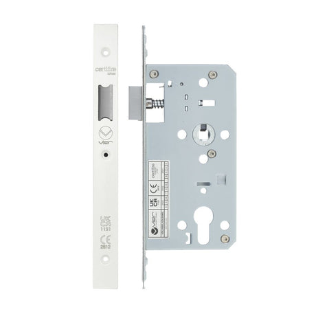 High quality image of the Vier - Din Latch - Backset 55mm - 2 Pc Forend - Square - PCW - Powder Coated White | Sku. vdl0055-l-pcw | available to order from Trade Door Handles.