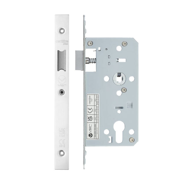 High quality image of the Vier - Din Latch - Backset 55mm - 2 Pc Forend - Square - Polished Stainless Steel | Sku. vdl0055-l-pss | available to order from Trade Door Handles.