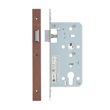 High quality image of the Vier - Din Latch - Backset 55mm - 2 Pc Forend Square - PVD Satin Bronze | Sku. vdl0055-l-pvdbz | available to order from Trade Door Handles.