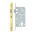 High quality image of the Vier - Din Latch - Backset 55mm - 2 Pc Forend - Radius - PVDG - Polished Brass Effect | Sku. vdl0055-l-r-pvdg | available to order from Trade Door Handles.