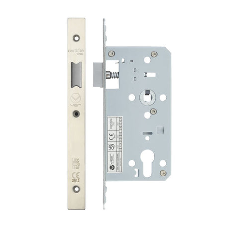 High quality image of the Vier - Din Latch - Backset 55mm - 2 Pc Forend - Square - Stain Stainless Steel | Sku. vdl0055-l-sss | available to order from Trade Door Handles.
