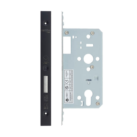 High quality image of the Vier - Din Euro Deadlock- Backset 55mm - 2 Pc Forend - Square - PCB - Powder Coated Black | Sku. vdl0055-pcb | available to order from Trade Door Handles.