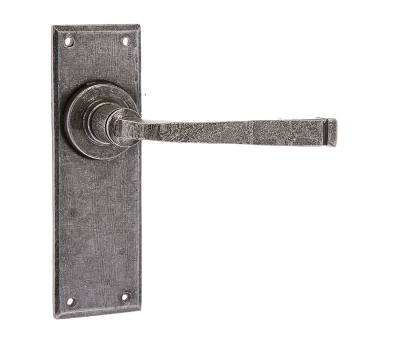 This is an image showing the Frelan - Valley Forge Lever Latch Handles on Backplate - Pewter available to order from Trade Door Handles in Kendal