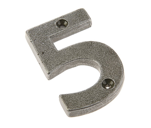 This is an image showing the Frelan - Valley Forge 75mm Numeral 5 - Pewter available to order from Trade Door Handles in Kendal