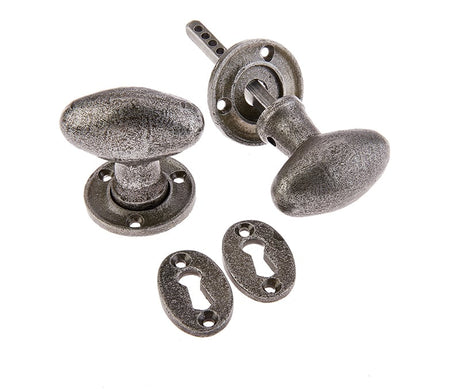 This is an image showing the Frelan - Valley Forge Oval Mortice Knobs - Pewter available to order from Trade Door Handles in Kendal