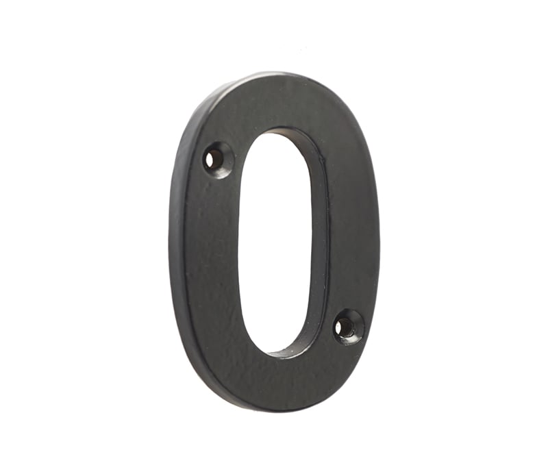 This is an image showing the Frelan - Valley Forge 75mm Numeral 0 - Black available to order from Trade Door Handles in Kendal